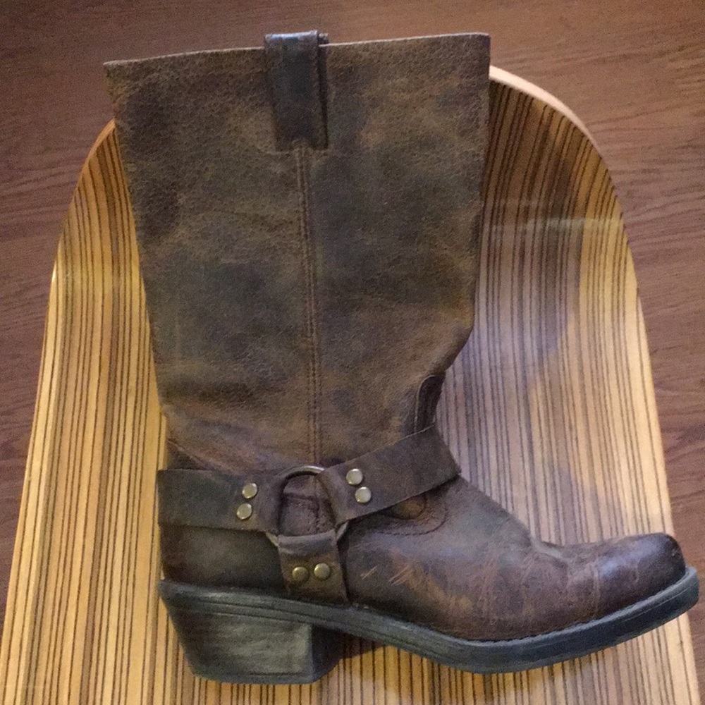 Imitation Frye Boots in Brown Leather